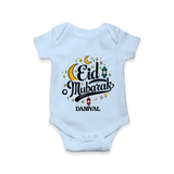 Eid Mubarak Calligraphy Personalized Kids Romper - BABY BLUE - New Born (Chest 14")