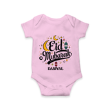 Eid Mubarak Calligraphy Personalized Kids Romper - BABY PINK - New Born (Chest 14")