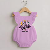 Eid Mubarak Calligraphy Personalized Kids Romper frock - BABY PINK - 0 - 3 Months Old (Chest 19")