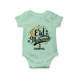 Eid Mubarak Calligraphy Personalized Kids Romper - MINT GREEN - New Born (Chest 14")