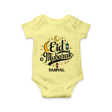 Eid Mubarak Calligraphy Personalized Kids Romper - PASTEL YELLOW - New Born (Chest 14")