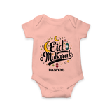 Eid Mubarak Calligraphy Personalized Kids Romper - PEACH - New Born (Chest 14")