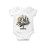 Eid Mubarak Calligraphy Personalized Kids Romper - WHITE - New Born (Chest 14")
