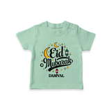 Eid Mubarak Calligraphy Personalized Kids T-Shirt - MINT GREEN - 0-5 Months Old (Chest 17")