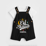 Eid Mubarak Calligraphy Personalized Kids Dungaree - BLACK - 0 - 5 Months Old (Chest 18")