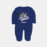 Eid Mubarak Calligraphy Personalized Kids Fullbody suit - NAVY BLUE - New Born (Chest 7.5")