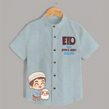 Eid with ammu & abbu boy version Personalized Kids Shirt - ARCTIC BLUE - 0 - 6 Months Old (Chest 23")