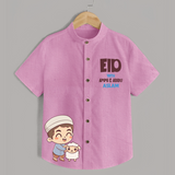 Eid with ammu & abbu boy version Personalized Kids Shirt - BABY PINK - 0 - 6 Months Old (Chest 23")