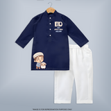 Eid with ammu & abbu boy version Personalized Kids Kurta - NAVY BLUE - 3 - 6 Months Old (Chest 24", Kurta Length 14'', Waist 19", Pant Length 14")