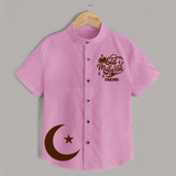 Eid Mubarak with moon Personalized Kids Shirt - BABY PINK - 0 - 6 Months Old (Chest 23")