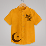 Eid Mubarak with moon Personalized Kids Shirt - CHROME YELLOW - 0 - 6 Months Old (Chest 23")