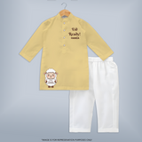 Eid ready Personalized Kids Kurta - PASTEL YELLOW - 3 - 6 Months Old (Chest 24", Kurta Length 14'', Waist 19", Pant Length 14")