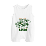 Personalized Eid Al Adha Baby Button Romper with Goat Illustration - WHITE - New Born (Chest 18")