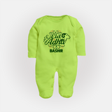 Personalized Eid Al Adha Baby Full Body Suit with Goat Illustration - LIME GREEN - New Born (Chest 7.5")