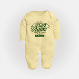 Personalized Eid Al Adha Baby Full Body Suit with Goat Illustration - PASTEL YELLOW - New Born (Chest 7.5")