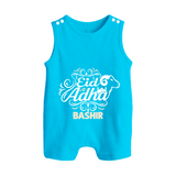 Personalized Eid Al Adha Baby Button Romper with Goat Illustration - SKY BLUE - New Born (Chest 18")