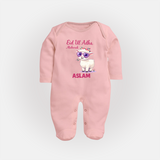 Eid Ul Adha Mubarak Cute Lamb Personalized Baby Full Body Suit - BABY PINK - New Born (Chest 7.5")