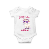 Eid Ul Adha Mubarak Cute Lamb Personalized Baby Romper - WHITE - New Born (Chest 14")