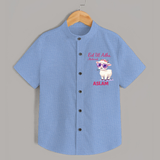 Eid Ul Adha Mubarak Cute Lamb Personalized Baby Shirt - SKY BLUE - 0 - 6 Months Old (Chest 23")
