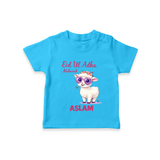 Eid Ul Adha Mubarak Cute Lamb Personalized Baby Tshirt - SKY BLUE - 0-5 Months Old (Chest 17")