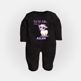 Eid Ul Adha Mubarak Cute Lamb Personalized Baby Full Body Suit - BLACK - New Born (Chest 7.5")