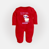 Eid Ul Adha Mubarak Cute Lamb Personalized Baby Full Body Suit - RED - New Born (Chest 7.5")