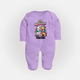 Eid Mubarak Sheep & Camel Personalized Baby Full Body Suit - LILAC - New Born (Chest 7.5")