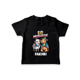 Eid Mubarak Sheep & Camel Personalized Baby Tshirt - BLACK - 0-5 Months Old (Chest 17")