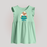 Eid Al Adha Cute Sheep Personalized Baby Baby Frock - MINT GREEN - 0 - 3 Months Old (Chest 17")