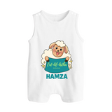 Eid Al Adha Cute Sheep Personalized Baby Button Romper - WHITE - New Born (Chest 18")