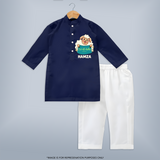 Eid Al Adha Cute Sheep Personalized Baby Kurta set - NAVY BLUE - 3 - 6 Months Old (Chest 24", Kurta Length 14'', Waist 19", Pant Length 14")