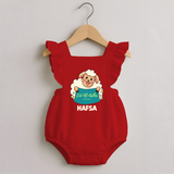 Eid Al Adha Cute Sheep Personalized Baby Romper Frock - RED - 0 - 3 Months Old (Chest 19")