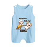 Qurbani Not Me Funny Eid Baby Button Romper (Personalized) - BABY BLUE - New Born (Chest 18")