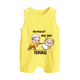 Qurbani Not Me Funny Eid Baby Button Romper (Personalized) - PASTEL YELLOW - New Born (Chest 18")