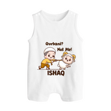 Qurbani Not Me Funny Eid Baby Button Romper (Personalized) - WHITE - New Born (Chest 18")
