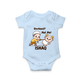 Qurbani Not Me Funny Eid Baby Romper (Personalized) - BABY BLUE - New Born (Chest 14")