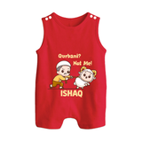 Qurbani Not Me Funny Eid Baby Button Romper (Personalized) - RED - New Born (Chest 18")