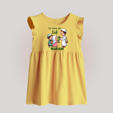 I’m Here for Eidi Cute Kids Eid Personalized Baby Frock - PASTEL YELLOW - 0 - 3 Months Old (Chest 17")