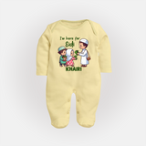 I’m Here for Eidi Cute Kids Eid Personalized Full Body Suit - PASTEL YELLOW - New Born (Chest 7.5")