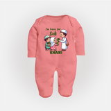 I’m Here for Eidi Cute Kids Eid Personalized Full Body Suit - PEACH - New Born (Chest 7.5")