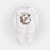 I’m Here for Eidi Cute Kids Eid Personalized Full Body Suit - WHITE - New Born (Chest 7.5")