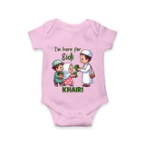 I’m Here for Eidi Cute Kids Eid Personalized Romper - BABY PINK - New Born (Chest 14")