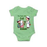 I’m Here for Eidi Cute Kids Eid Personalized Romper - GREEN - New Born (Chest 14")