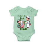 I’m Here for Eidi Cute Kids Eid Personalized Romper - MINT GREEN - New Born (Chest 14")