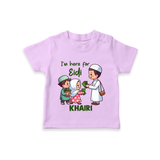 I’m Here for Eidi Cute Kids Eid Personalized Tshirt - LILAC - 0-5 Months Old (Chest 17")