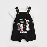 I’m Here for Eidi Cute Kids Eid Personalized dungaree - BLACK - 0 - 5 Months Old (Chest 18")