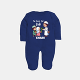 I’m Here for Eidi Cute Kids Eid Personalized Full Body Suit - NAVY BLUE - New Born (Chest 7.5")