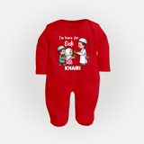 I’m Here for Eidi Cute Kids Eid Personalized Full Body Suit - RED - New Born (Chest 7.5")