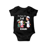 I’m Here for Eidi Cute Kids Eid Personalized Romper - BLACK - New Born (Chest 14")