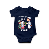 I’m Here for Eidi Cute Kids Eid Personalized Romper - NAVY BLUE - New Born (Chest 14")